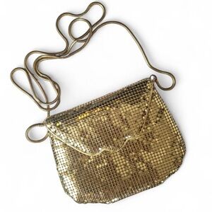 Whiting & Davis Vintage mini gold mesh purse with snake chain strap